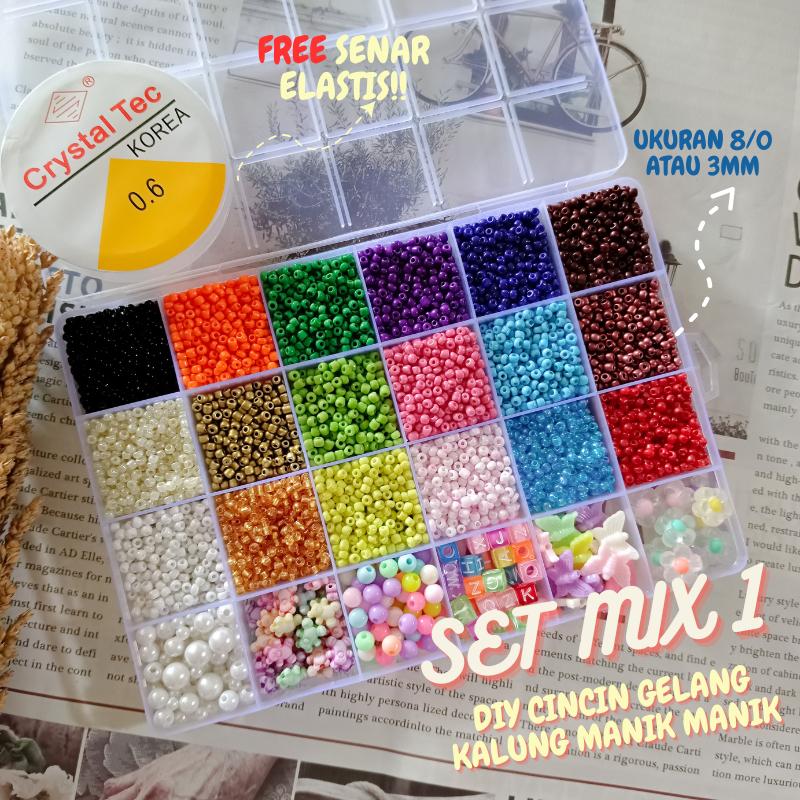 Set Manik Manik Box set Aesthetic Lengkap FREE SENAR | Meronce Manik ...