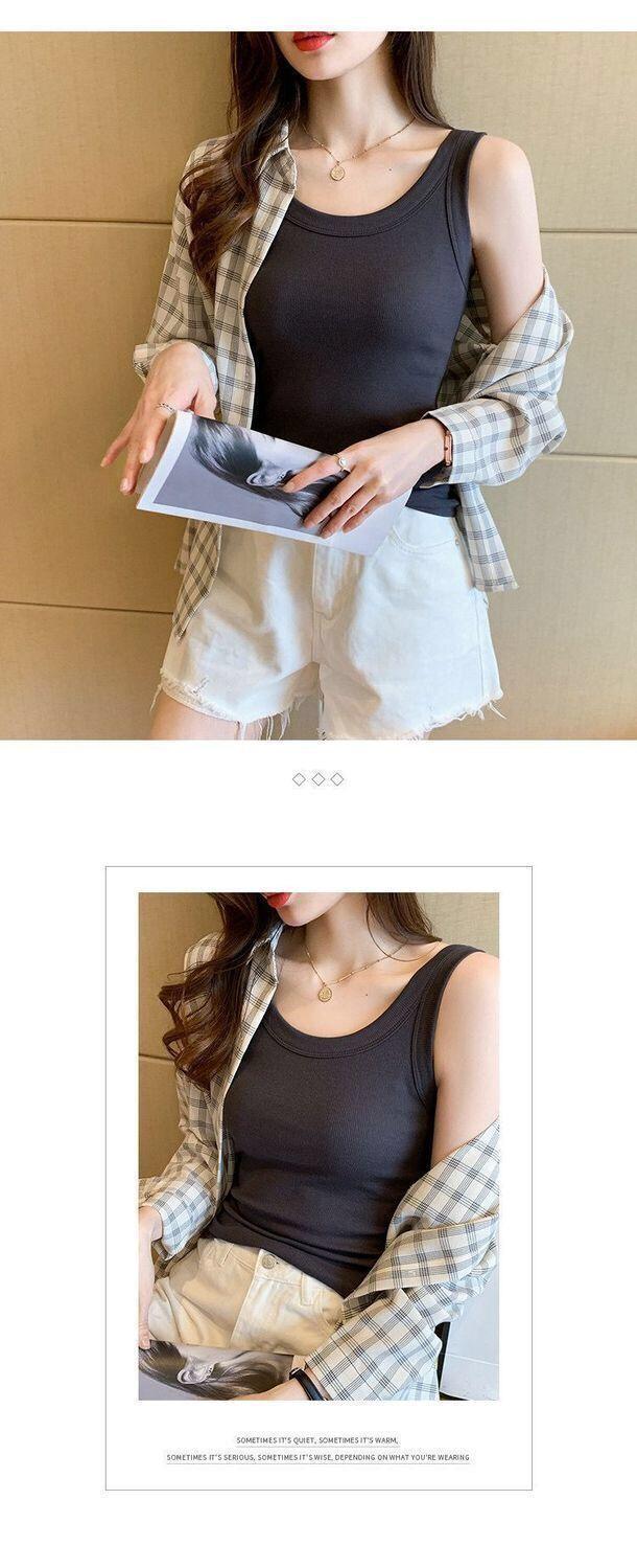 Product Introduction of Popular Versatile Anti-Exposure Sleeveless Inner Match Bottoming Camisole Women'S Summer Slim Fit Slimming Outside Wear Korean Style 8