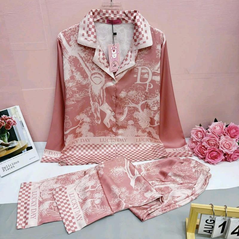 Đồ Bộ Pijama Mẫu Latin (Lụa Mịn) Vải Mềm Mát Quần Dài Tay Áo Dài, Có Nhiều Màu,Dành Cho Nữ Mặc Bốn Mùa, size  45-60kg -Shop Thúy  pijama  Quần Ngủ Áo Ngủ Women Kem Nhung Thun 3