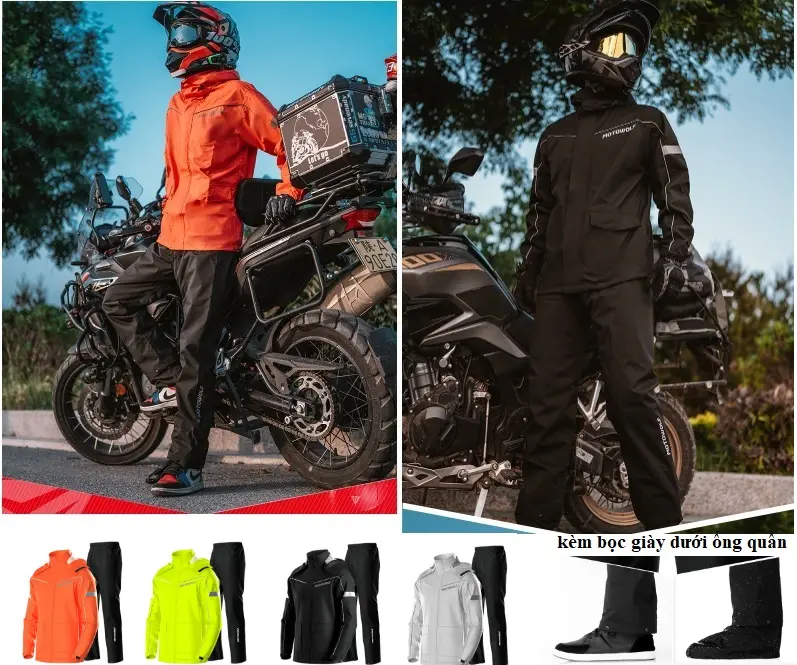 Bộ Quần Áo Đi Mưa Motowolf MDL 0403b có bọc giày Cao Cấp - Chống Nước Tốt, Thiết Kế Phản Quang, Túi Chống Nước Tuyệt Đối 0