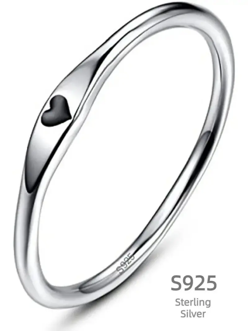Product Introduction of S925 Sterling Silver Heart Design Ring, Fashion Jewelry for Party, Daily Clothing Decor, Trendy All-match & Exquisite Jewelry for Birthday Gift 0