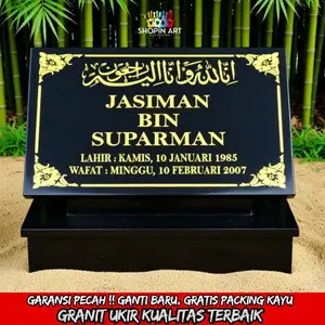 Batu Nisan Granit Full Set + Dudukan 30x40 cm | Gratis Packing Kayu