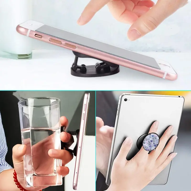 Foldable Expanding Cell Phone Stand, Starry Sky Pattern Round Phone Holder For Smartphone Tablet 2