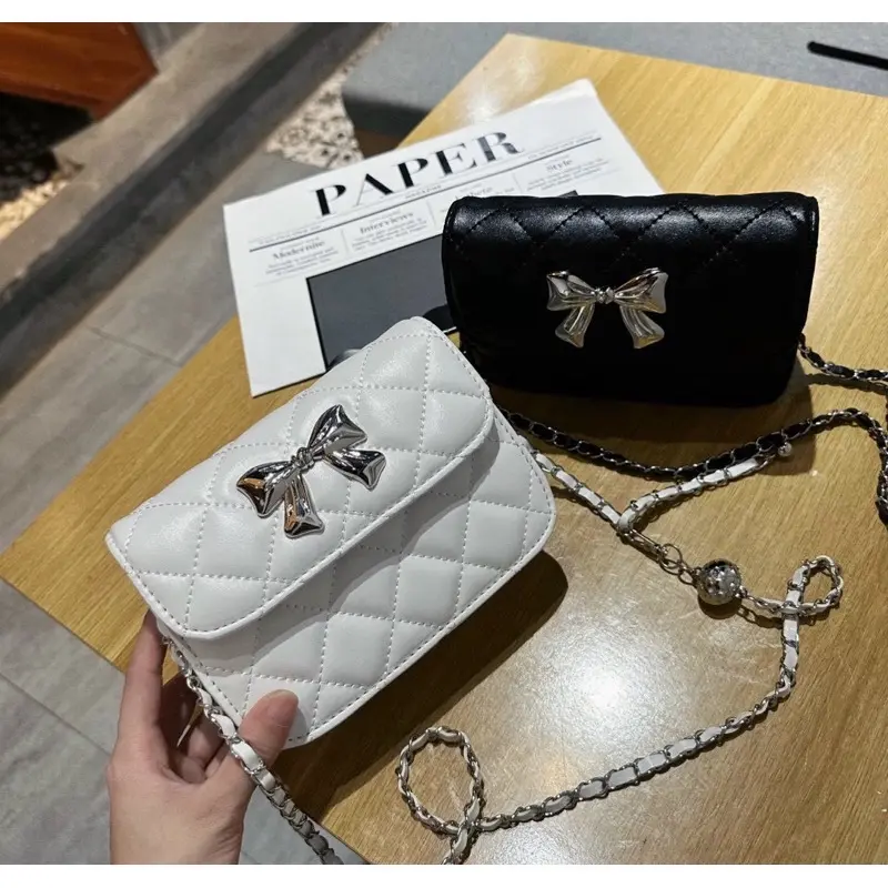 Túi mini mác nơ xinh dây chuông căn chỉnh được ngăn dài, túi mini đưo chéo, đeo vai mẫu mới Đeo Chéo Bag túi  đeo