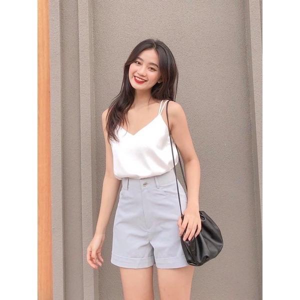 Áo hai dây chéo EllyClothing Nữ Top Nhung Women - Chất lụa satin 2 lớp