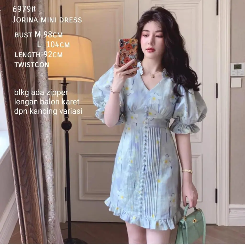 TM GAUN 6979 3M THREE M JORINA MINI DRESS PREMIUM FASHION WANITA ANGGUN