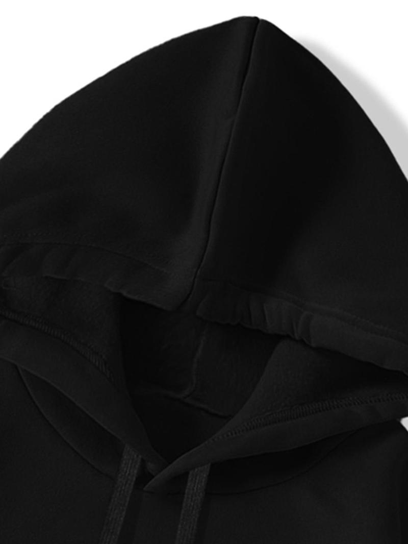 Product Introduction of Men's Letter & Number Print Drop Shoulder Hoodie, Fashion Casual Regular Fit Drawstring Pocket Hooded Sweatshirt for Daily Holiday Outdoor Wear, Men Clothes for Spring & Fall 4