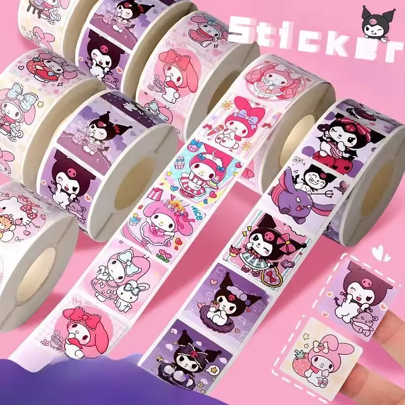 200 PCS Sanrio Hello Kitty Cartoon Sticker Cute Cartoon Kuromi My Melody Children's Diary Bonus Gift Closure Diary Booklet Gift