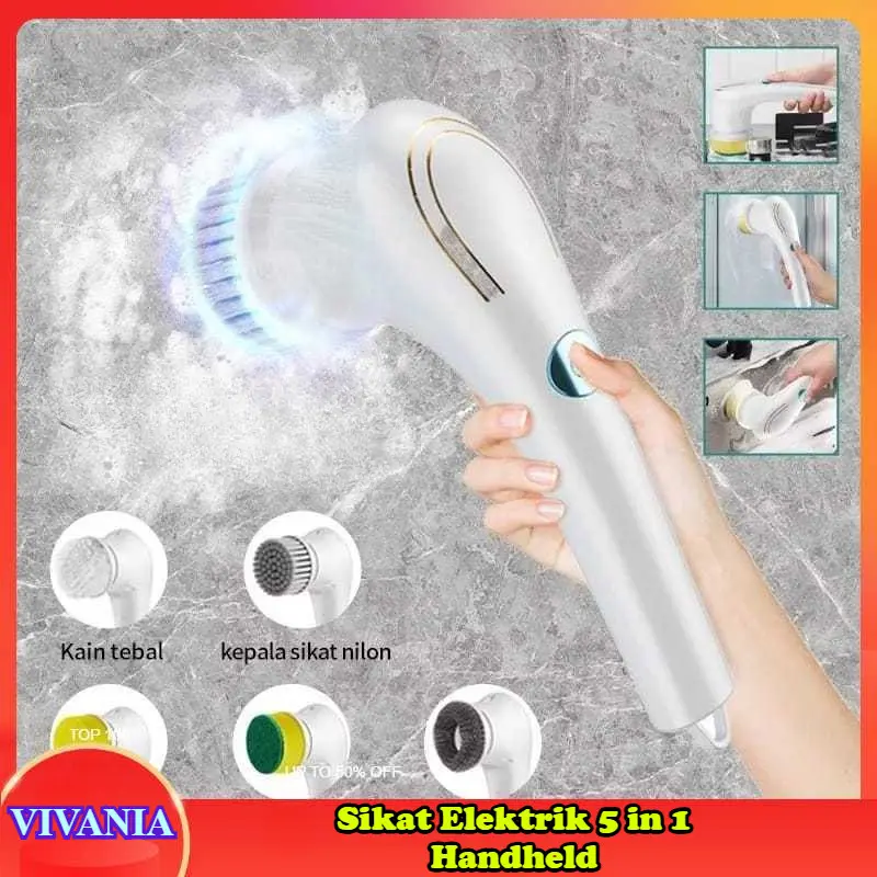 VIVANIA - I4 Sikat Elektrik 5 in 1 Handheld Sikat Kamar Mandi Rotasi 360° Derajat Tahan Air