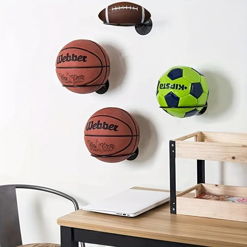 Wall Mounted Basketball Storage Rack, 1 Count Basketball Storage Tools, Multifunctional Circle Hat Steel Holder for Home, hoops, ballislife, playoffs 2