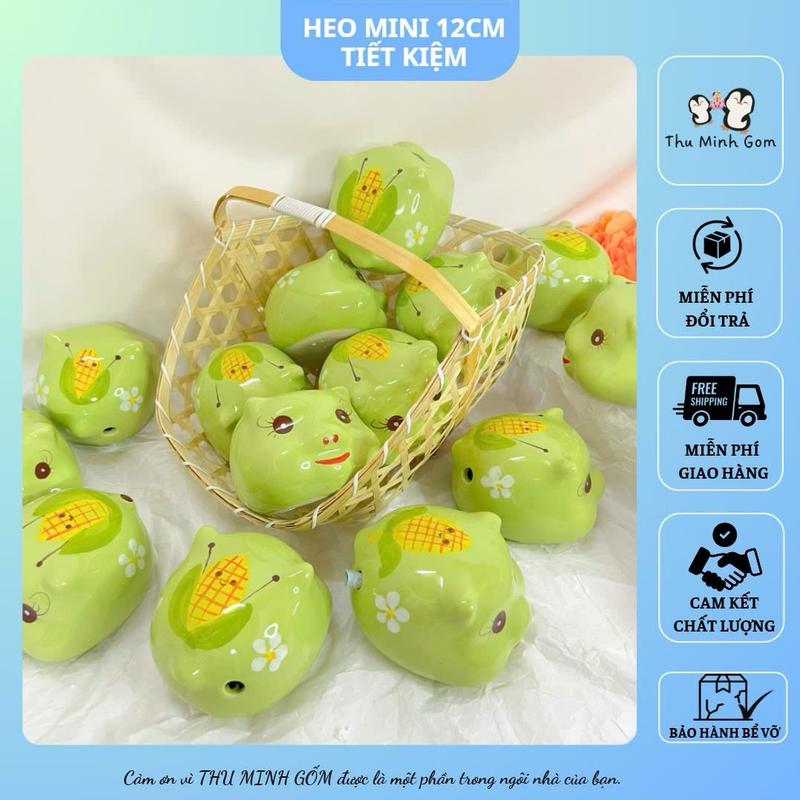 lỗ tròn + lỗ dẹt Heo mini lỗ tròn tiết kiệm Ống Heo Đựng Tiền 39k - 48k đựng 50-70 tờ tiền ống heo lỗ tròn heo đất lỗ tròn heo đất tiết kiệm xanh ngô ong kem