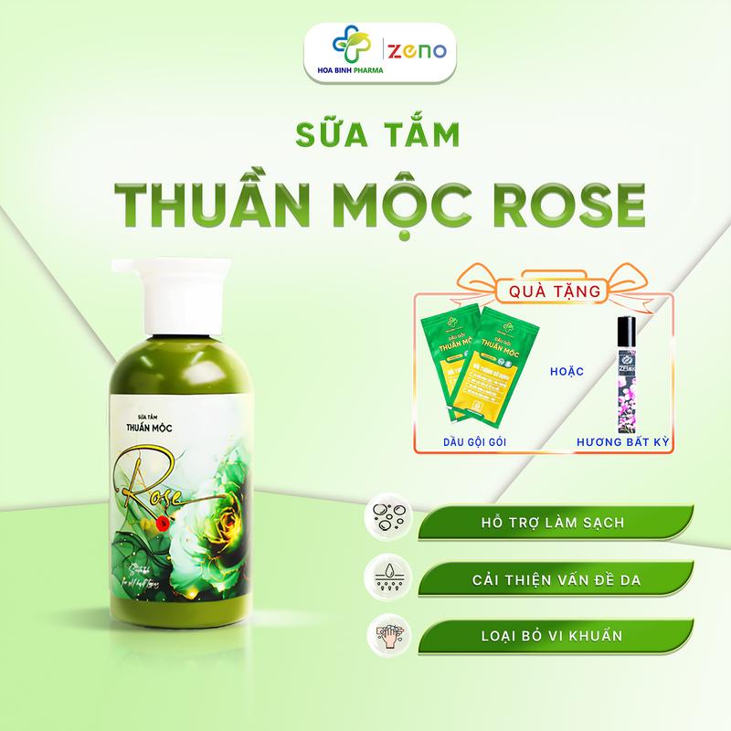 Thuần Mộc - Sữa Tắm Thảo Dược Hoa Hồng, Rau Má Hỗ Trợ Ngăn Ngừa Các Vấn Đề Về Da - [ Quà Tặng - Mua 1 Tặng 2 Gói Dầu Gội + Mua 3 Tặng 1 chai nước hoa ZFlex ]