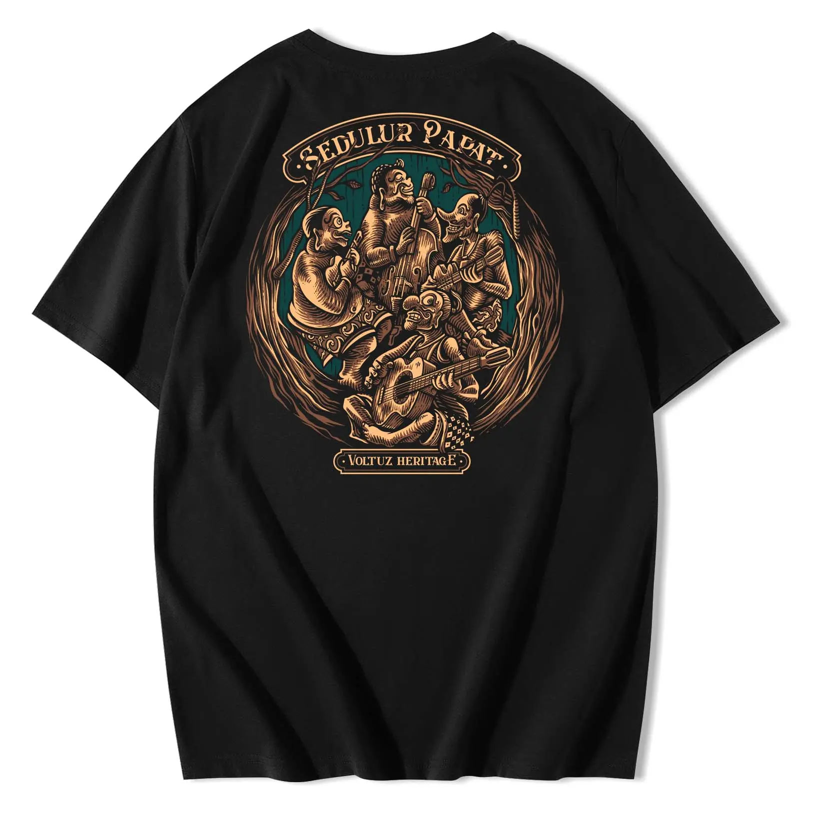 Voltuz Heritage Kaos Wayang Sedulur Papat Katun 24s Hitam Original Voltuz Pria Distro