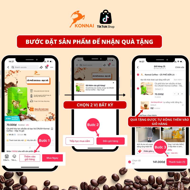 Cà phê hòa tan sữa BOOST Konnai Coffee - cà phê nguyên chất kết hợp với sữa thực vật - hương vị sữa Cafe 9