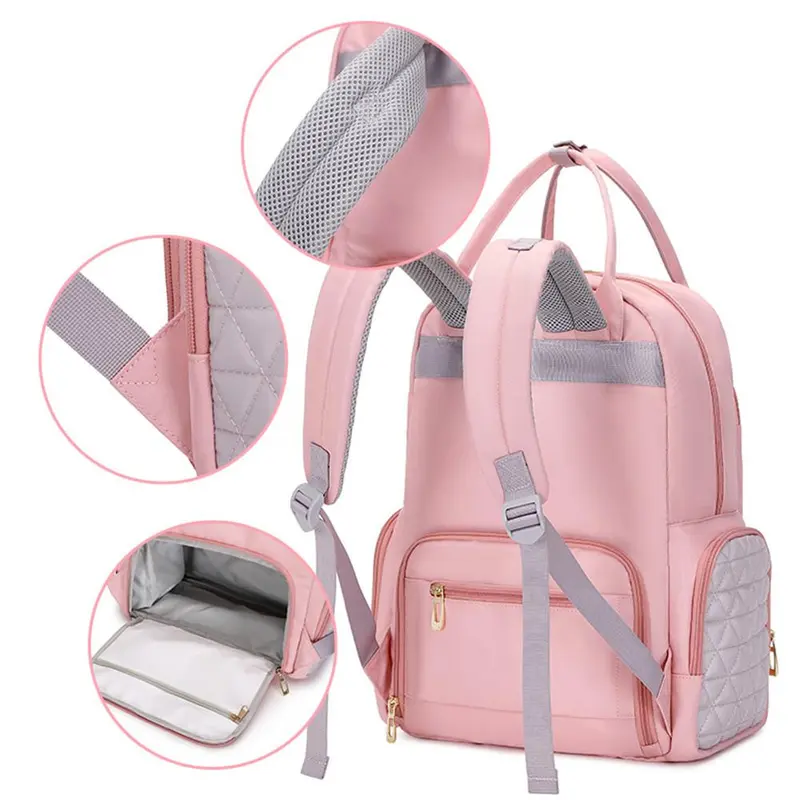 Baby Diaper Bag Backpack, Multifunctional Baby Bag with Insulated Pocket, Large Capacity Nappy Bag Perfect for Work & Travel 2