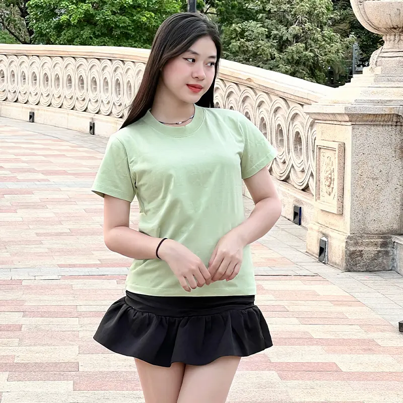 Áo Thun Tay Ngắn 100% Cotton Form Tee Cơ Bản A002 Nữ Top 2