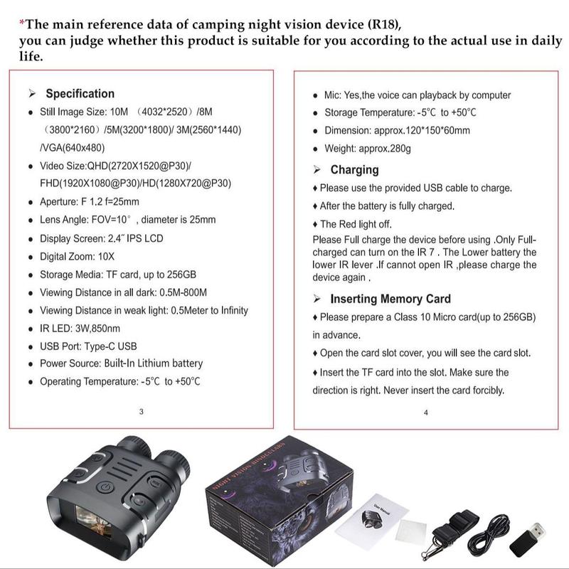 Product Introduction of 1080P Binocular Infrared Night-Vision Device, 5X Binocular Day Night Use Photo Video Taking Digital Zoom for Hunting Boating 7