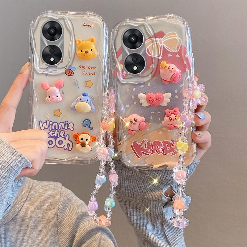 Vỏ silicon gợn sóng cho OPPO Reno , 8T, 5G, Ốp Điện Thoại , 3D, phim hoạt hình, hoa tulip, thỏ, động vật, kem, cạnh OPPO , Reno8 T, 5G, có dây buộc vòng đeo tay