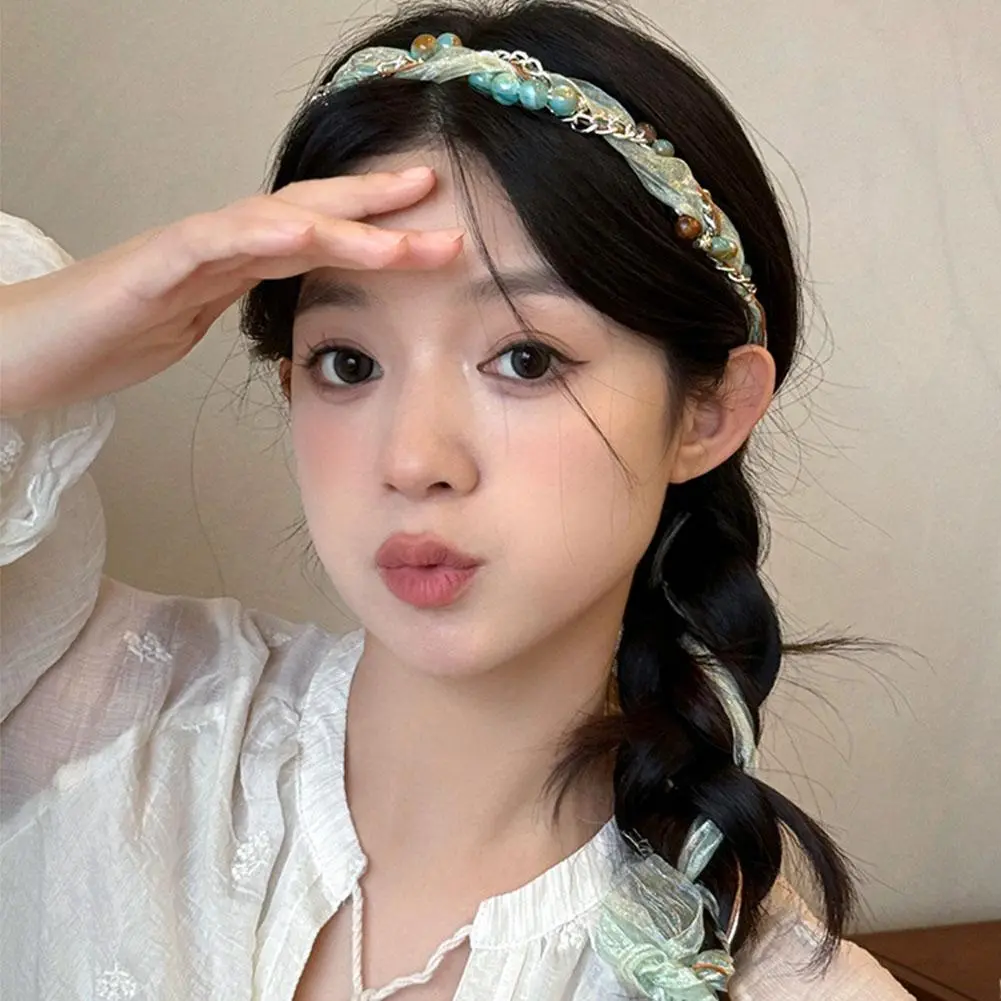 Women Headband Bohemian Style Waist Belt Retro Mesh Woven Design Multi Purpose Accessory Dress Waist Chain Hair Accessory