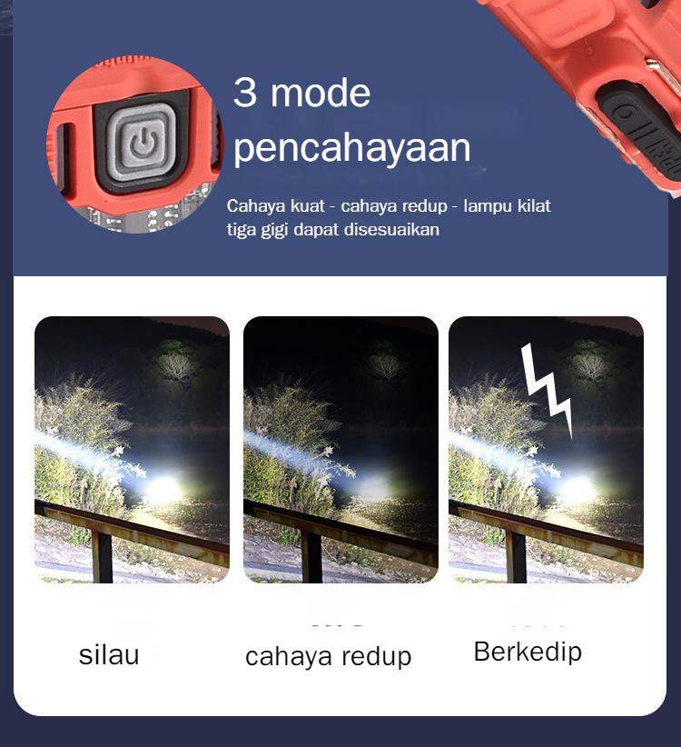 Product Introduction of <Pengiriman Lokal>Tongkol Membawa Rantai Kunci Cahaya Darurat Lampu Portabel Rechargeable Senter LED 20
