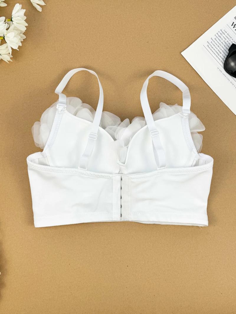 Product Introduction of Triangle Cup Underwire Backless Bra with Rose Red Flower Petals and Diamonds  Bras Outside Fishbone Inner Bralette 23