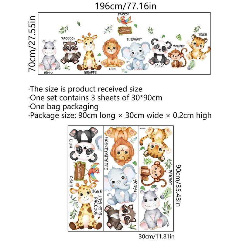 Product Introduction of 3 Sheets 9 Baby Animals Wall Decal, Cute Wall Sticker, Wall Decor for Kid Room Bedroom Living Room 1