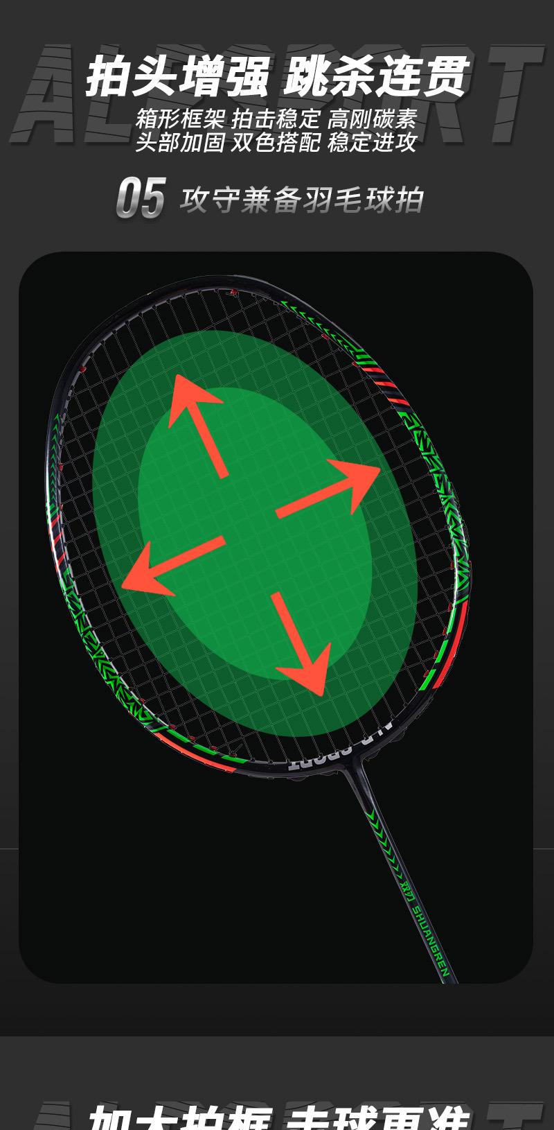 Product Introduction of Alpresber 9U Double Blade Badminton Racket Full Carbon Ultra Light High Strength King Rod Professional Rackets 6
