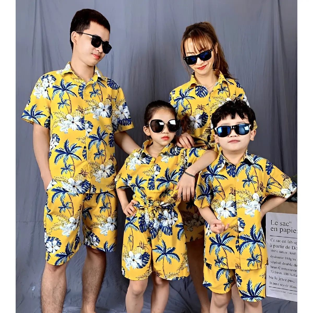 Bộ Quần Áo Đi Biển Sơ Mi Trái Cây Đồng Phục Cho Gia Đình, Đội Nhóm Chất Liệu Kate Thái Mát Mẻ, Thoáng Khí