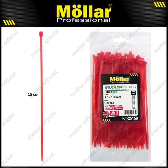 Gambar MOLLAR KT-25150 Kabel Ties 2.5 x 150 mm Merah 15 cm Tali Pengikat Nylon Cable Tie dari Mollar Kota Cirebon Tokopedia