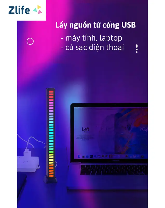 Đèn Led Cảm Biến Nháy Theo Nhạc | Thanh Led RGB Sạc Tích Điện Trang Trí Bàn Làm Việc, Gaming Nhiều Chế Độ Sáng Điều Chỉnh Qua App 7