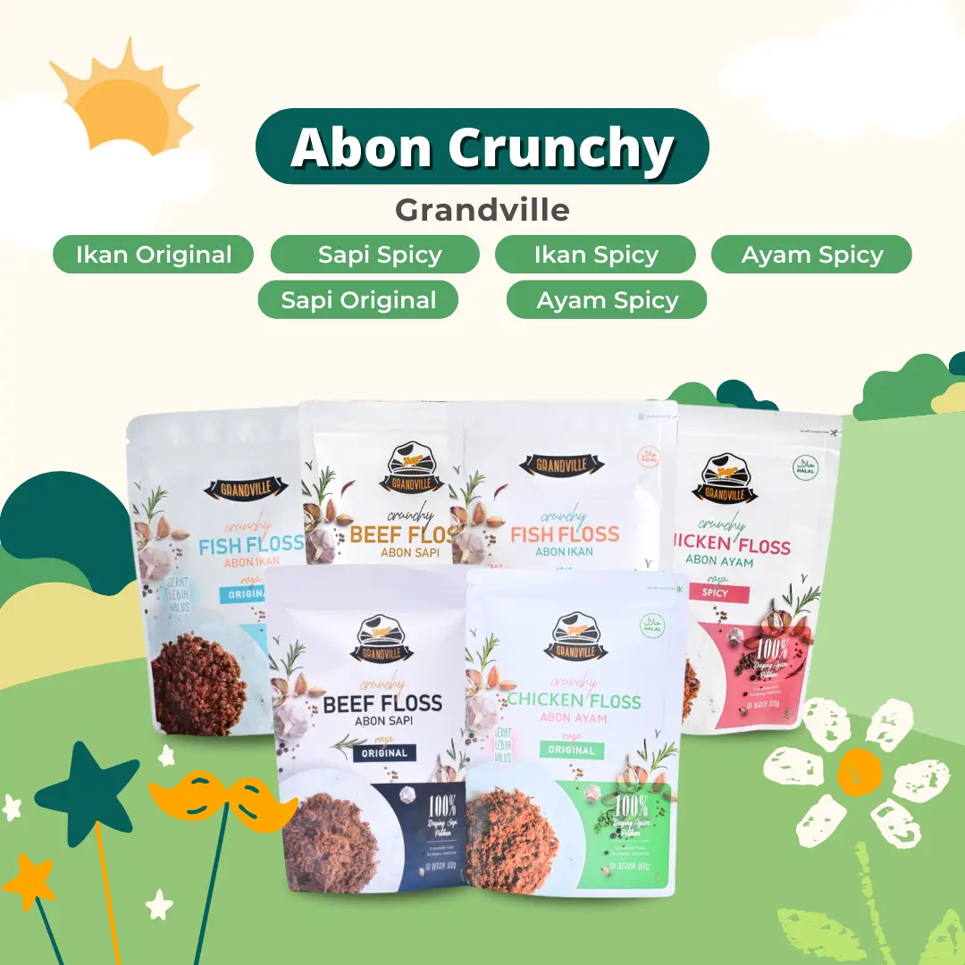Grandville Abon Sapi Ayam Crunchy – Abon Anak Non MSG Halal MPASI