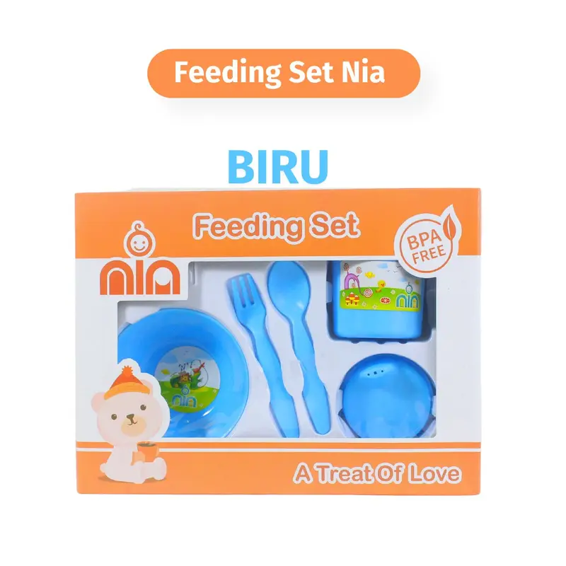 Feeding Nia Kecil - Tempat Peralatan Makan Bayi dengan Sendok dan Garpu 3