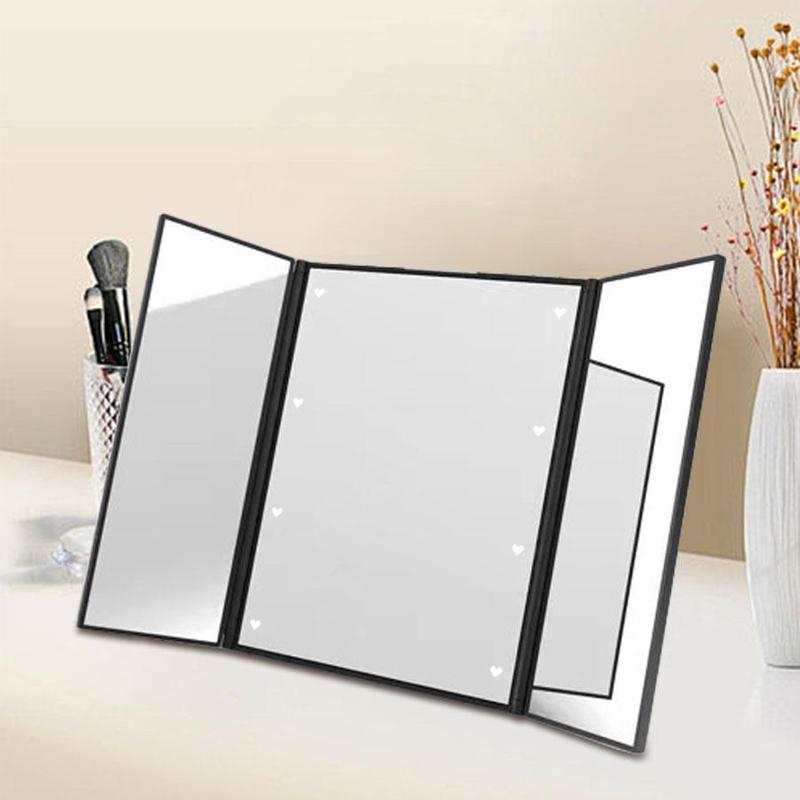 360-Degree Rotatable LED Light Mirror, Foldable Makeup Mirror, Professional Makeup Mirror, Ideal Hairdressing Mirror and Hairdressing Supplies Accessories, Rotating 0