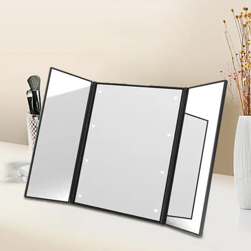 360-Degree Rotatable LED Light Mirror, Foldable Makeup Mirror, Professional Makeup Mirror, Ideal Hairdressing Mirror and Hairdressing Supplies Accessories, Rotating 0