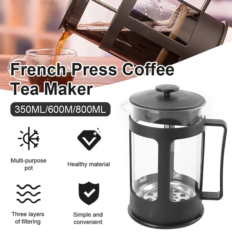 Máy pha cà phê và trà, kiểu nhấn kiểu Pháp, thiết kế cầm tay để pha nhanh, có sẵn 350 / 600ml, hoàn hảo cho các bữa tiệc và quà tặng