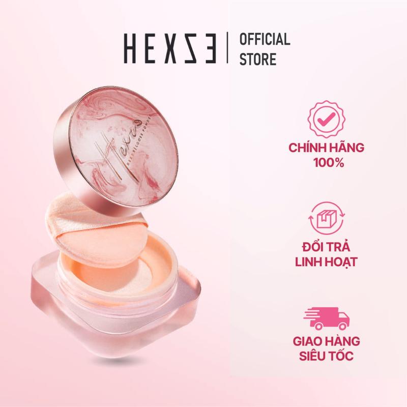 Phấn phủ bột mỏng nhẹ HEXZE, kiềm dầu, chống thấm nước Trang Điểm Mỹ Phẩm