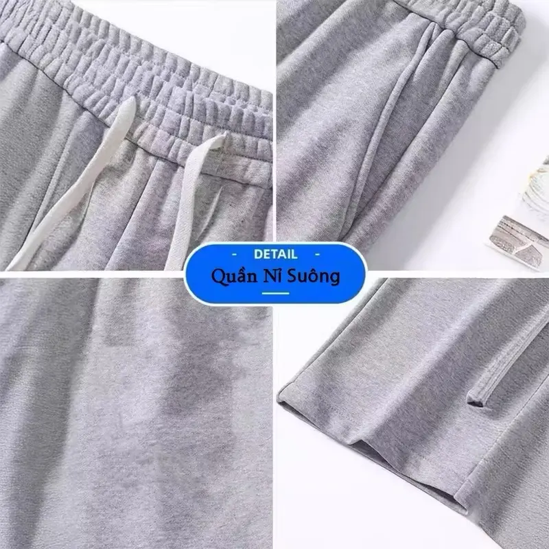 Quần Dài Nỉ 2da Dáng Baggy Ống Suông Cạp Chun Unisex Nam Nữ  Menswear Ong Pants Kaki 4