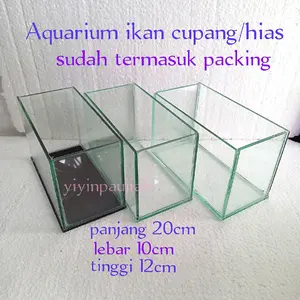 Aquarium ikan cupang ukuran 20x10x12 Aquarium anakan ikan chana aquarium ikan hias/ikan Guppy Aquarium kaca bening
