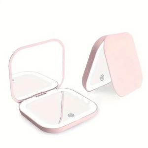 Espejo de maquillaje con luz LED portátil, 1 cuenta de luz de espejo compacto Con , espejo de bolsillo recargable, espejo de viaje, herramienta de maquillaje para mujeres