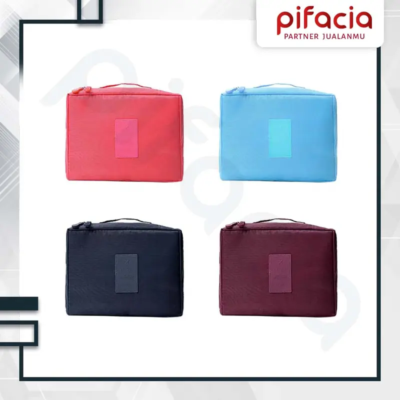 PIFACIA Cosmetic Bag POLOS Tas Kosmetik Travel Bag Multifungsi 3
