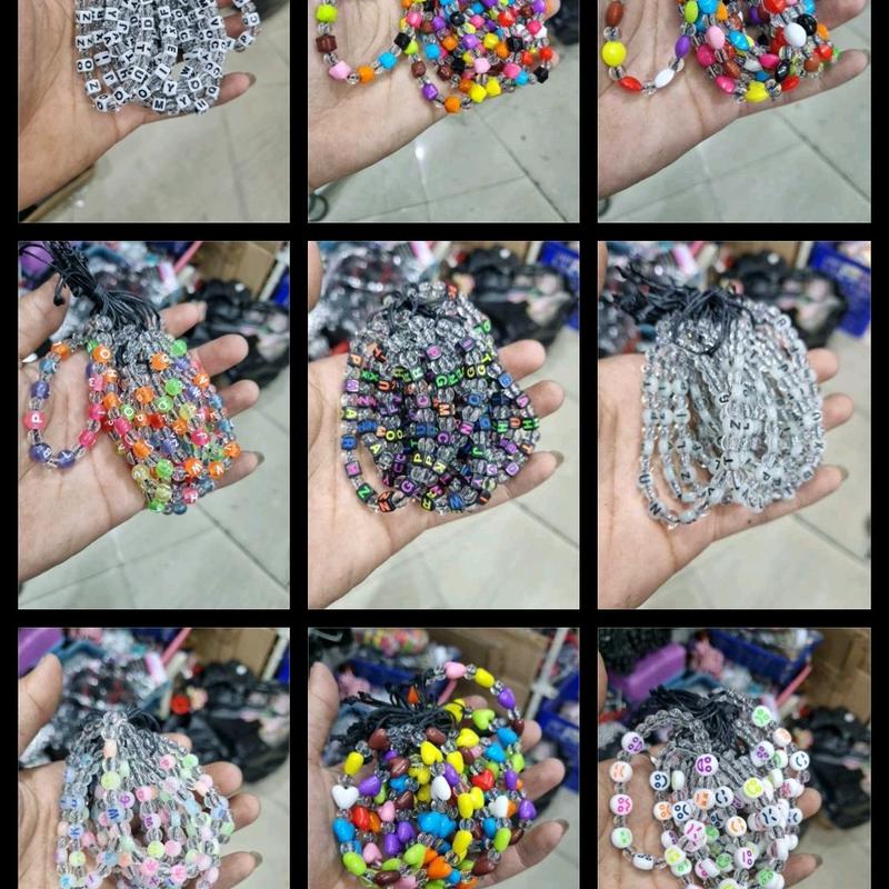 Grosir Gelang Tangan Tali Serut mote2 warna kombinasi mote bening lusinan isi 12pcs 0