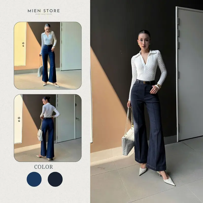 MIEN STORE Quần Jeans nữ ống suông loe công sở Lisa Women 1 Pants 7