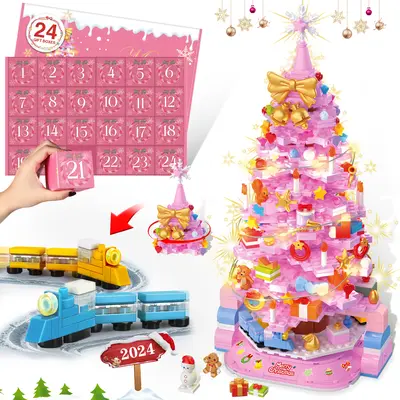 2025 Advent Calendar Flower 3.6 Mini Building Set - 24 Day Christmas Countdown Calendar Succulent Building Block Toy 827PCS Party Favors Stocking Stuffer Xmas For Kids Girls Boys Ages 6