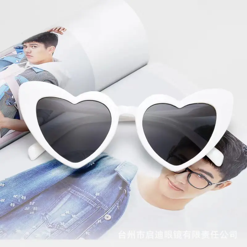 Fashion New Heart Sunglasses Cute Peach Heart Sunglasses Trendy Heart-shaped Large Face Slimming Glasses