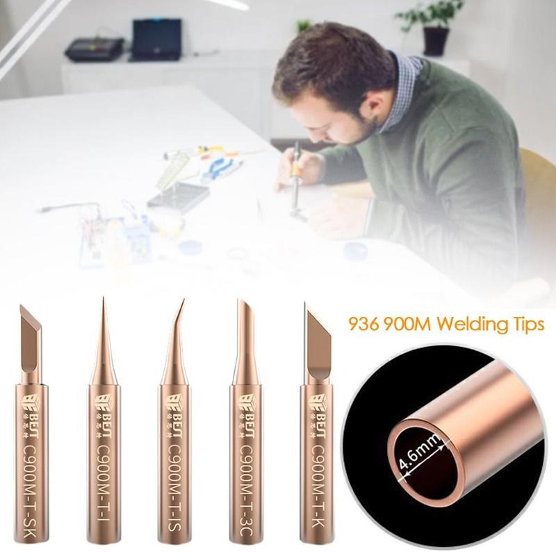Product Introduction of Oxygen-free Copper 936 900M Welding Tips Universal Non-stick Tin Lead Free Solder Head Searing Iron Tips for Soldering Accessories 12