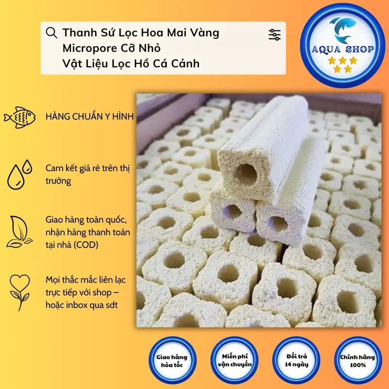 Thanh Sứ Lọc Hoa Mai Vàng Micropore Cỡ Nhỏ - Vật Liệu Lọc Hồ Cá Cảnh 3