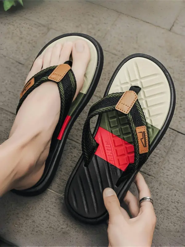 Unisex Trendy Color-block Flip-flops, Casual Comfortable Non-slip Slides for Beach & Casual Outings, Fashionable Slippers for Indoor & Outdoor Wear 8