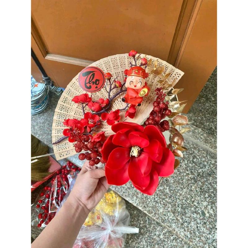 Sét VIP Sét quạt hoa mộc lan trang trí tháp oản bánh kẹo 3