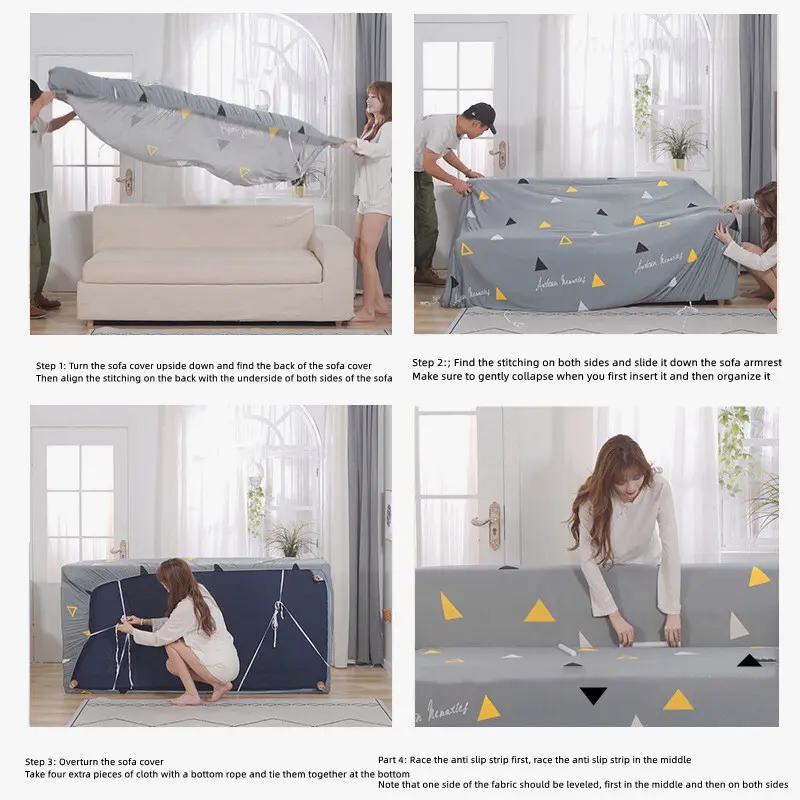 Bọc ghế sofa không trượt, đàn hồi, L , 1/2/3, 4 chỗ ngồi, phổ thông 3