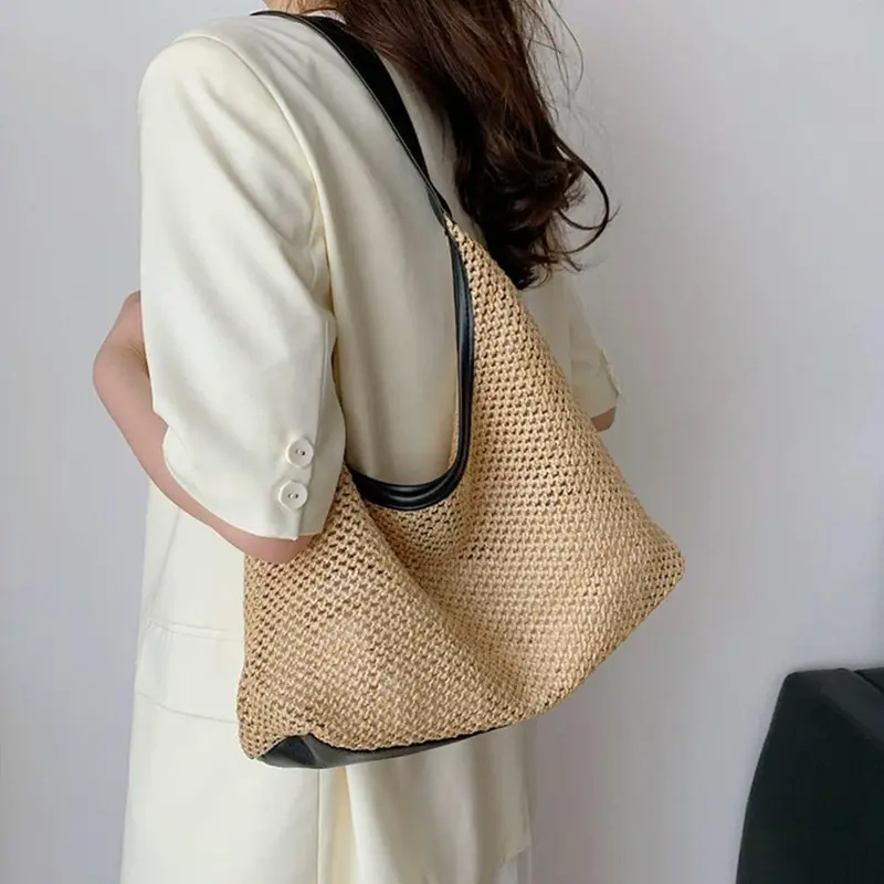 Túi Tote Dệt Cổ Điển, Túi Rơm, Túi Kẹp Nách, Túi Đeo Vai, Dung Lượng Lớn, Thích Hợp Cho Kỳ Nghỉ Và Bãi Biển, Dành Cho Phụ Nữ, Năm 2025 5